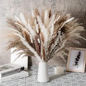 100PCS Dried Pampas Grass Decor Bouquet for Wedding Boho Flower Home Table Decor