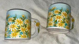 ^2 QTY  FLOWER CUPS   "PEONY'S" ?  by  RUSS BERRIE & CO. INC.   HANDLE IS UNIQUE