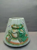 Frogs courting  Ceramic candle Shade sitting atop Lily pad dragonfly's