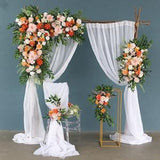 Customize Pink Orange Flower Arrangement Wedding Decoration Arch Decor Wedding Background Flower Row Artificial Flowers