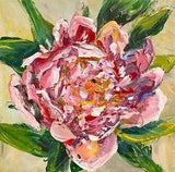 Floral painting Flower Pink peony Smal original canvas painting Wall art decor