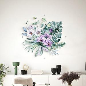 Orchid Composition Acrylic Circle Print - Modern Transparent Wall Art, Mirror Art, Unique Minimalist Home Decor Nursery Wall Decor