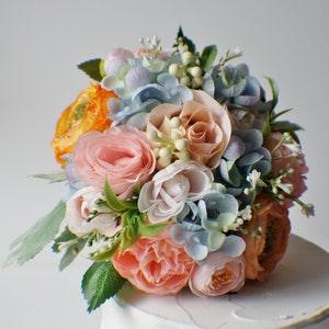 READY TO SHIP, Bridal bouquet, ranunculus bouquet, wedding bouquet, bridal bouquet, wedding flowers, boho bouquet, pastel pink blue