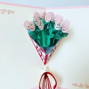 Blush roses bouquet | Pop up 3D greeting card | cyber Monday