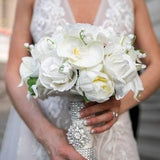 Real Touch Bridal or Bridesmaid Bouquet Anemones Lily of the Valley Orchids - add a Groom or Groomsman Boutonniere Mathicng Corsage & More!