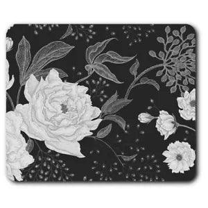 Rectangle Mouse Mat BW - Vintage Peonies Roses Vintage Flowers #37493