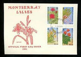 Postal History Montserrat FDC #776-779 Plants flower lily 1991