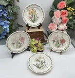 Noritake Gourmet Garden 4 Salad Plates 1 Daffodil, 1 Silphiu, 2 Carnation 8 1/4"