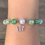 Sage Green Star Adjustable Bracelet, aesthetic and cute gift ideas, nature jewelry, soft core chunky jewely, plant lover gift idea