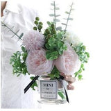 Crystal Glass Vase+Artificial Flower Set Home Figurines Accessories Bouquet Dried Flower Pot Wedding Party Decoration Ornament