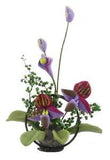 Dolls House Purple Lily Flowers Display on Black Metal Stand Garden Accessory