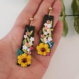 Sunflower Garden Drop Earrings, Wildflower Field Dangles, Statement earrings, Floral Statement, Floral Dangles, Sunflower Earrings, Plant