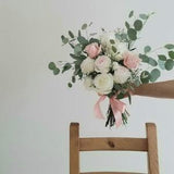Pink Bridal Bouquet, Peony, Rose, Elegant Silk Floral Bridal Bouquets, Organic Style Wedding flowers, Bridesmaid, Boutonnieres, Corsage