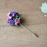 Polymer clay flower bouquet brooch, Romantic brooch with peonies, Rose bouquet jewelry, Mother's day gift