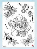 tribal shoulder tattoo snake peony flower large 8.25" temporary tattoo