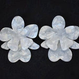 Fabulous Art Nouveau Orchid Flower Blossom White Cream Bohemian Boho Statement Large Earrings Pearlescent Pre-Raphaelite Era Romantic Design