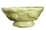 Vintage Water Lily Ceramic Planter Oval on Pedestal Base Design Chartreuse MCM