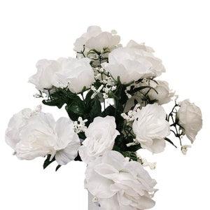 White Rose Bouquet Bridal Wedding Bride Flower girl Decor Craft Supplies Floral Arrangements Supplies for Crafters Silk Flowers
