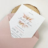 Seed Bridal Shower Invitation, Pampas Grass Bridal shower Announcement , Floral Tropical Boho Bridal Shower Party invites with envelopes