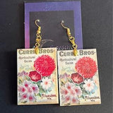 Floral Seed Earrings, cottagecore, summer floral jewelry, unique earrings for garden lovers, retro seed packet jewelry, retro flower jewelry