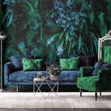 Dark blue and green mystic jungle photo wallpaper | Self Adhesive | Peel & Stick | Removable