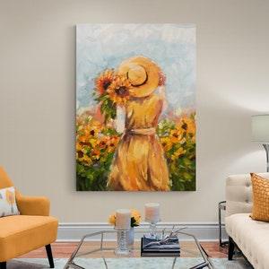 Sunflower Serenity,Impressionist Art, Sunflower Field, Summer Artwork, Warm Palette,Nature Canvas,Floral Art,Rustic Decor,Whimsical Painting