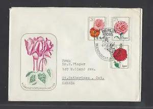 GERMANY DDR 1975 2 FDC CHINA ASTER FLOWER FERANIUM DAISIES CARNATION PANSIES