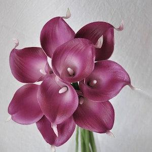 Real Touch Warm Purple  fussia red Calla Lily purple  Picasso Calla Lilies Bouquets Bridal Wedding Bouquet Centerpieces Corsage Boutonniere