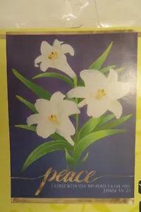 "peace" Lily Flowers, John 14:27 PEACE I GIVE YOU print Linen texture HOUSE flag