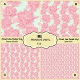 Hand drawn linen peony flower Patterned Iron on, Printed HTV,Adhesive Vinyl- 513