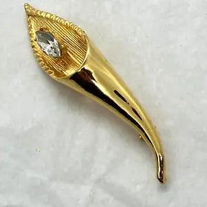 Hollywood Lily Flower Sparkly Brooch Gold Tone Metal Retro Costume Jewellery