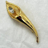 Hollywood Lily Flower Sparkly Brooch Gold Tone Metal Retro Costume Jewellery