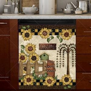 Kitchen Dishwasher Magnet Cover - Country Sunflower Garden #pm243