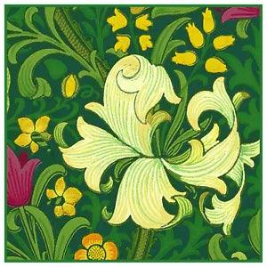 William Morris Flower Green Lily Detail Design Counted Cross Stitch Pattern