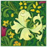William Morris Flower Green Lily Detail Design Counted Cross Stitch Pattern