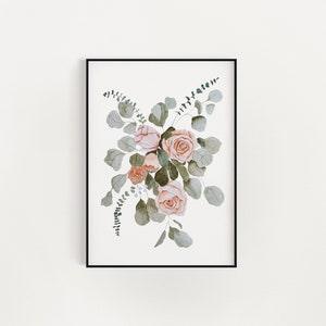 Rose & Eucalyptus Bouquet Print   | Floral Bouquet Art Print | Botanical Art Print | Floral Art Print | Watercolor Art Print | Eucalyptus