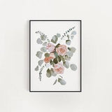 Rose & Eucalyptus Bouquet Print   | Floral Bouquet Art Print | Botanical Art Print | Floral Art Print | Watercolor Art Print | Eucalyptus