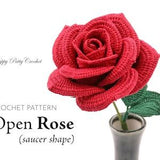 Crochet Rose Pattern  - Crochet Flower Pattern for an Open Rose - Crochet Rose for Bouquet and Decoration - Crochet Pattern