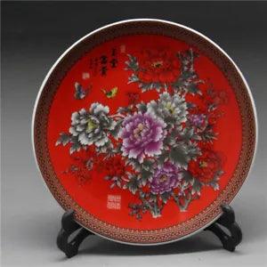 6 Inch Chinese Rose Porcelain Painted Peony Flower Plate W Qianlong Mark 3311