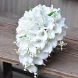 Cascading royal white Calla Lily And lily of valley Bridal Bouquet tulip calla lily Bridesmaid Bouquet Groom wedding package
