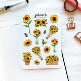 Sunflower Sticker Sheet | Floral, Flower Stickers