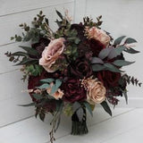 Purple burgundy beige black bouquet Bridal flowers Faux bouquet Fall wedding Wedding Silk flowers Halloween wedding-size 10 inch