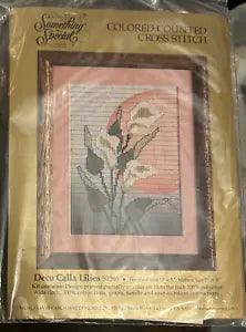 Colored Counted Cross Stitch "Deco Calla Lilies" #5039 Finished Size: 5" x 7"