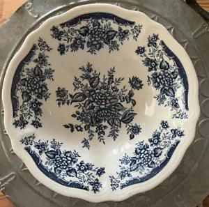 NEW LISTINGVintage Ironstone Blue Carnation Serving Bowl Blue White 4235 9 1/2??? Oven Proof