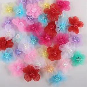 Artificial Organza Flower Heads - DIY Sewing Multicolor Silk Flower 12/24 Pieces
