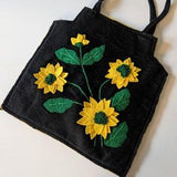 RARE Vintage 1940s Felt Sunflower Tote Bag