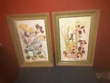 2 Vintage Dried Pressed Flowers in Wooden Picture Frames 11" X 16"-SEE DETAILS