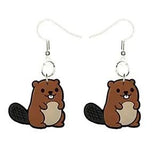 Beaver Earrings Handmade Hypoallergenic Silver Plated Fishhooks