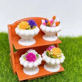 4PC 1:12 Scale Dollhouse Miniatures Green Plants Flowers Water Lily Garden Decor
