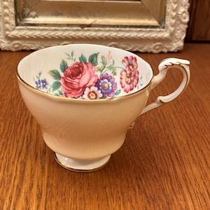 Vintage Paragon Gold Double Warranted Replacement Teacup with Peach Background and Floral Bouquet Inside